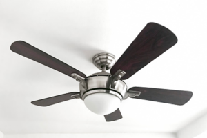 Brushed nickel ceiling fan with mahogany blades