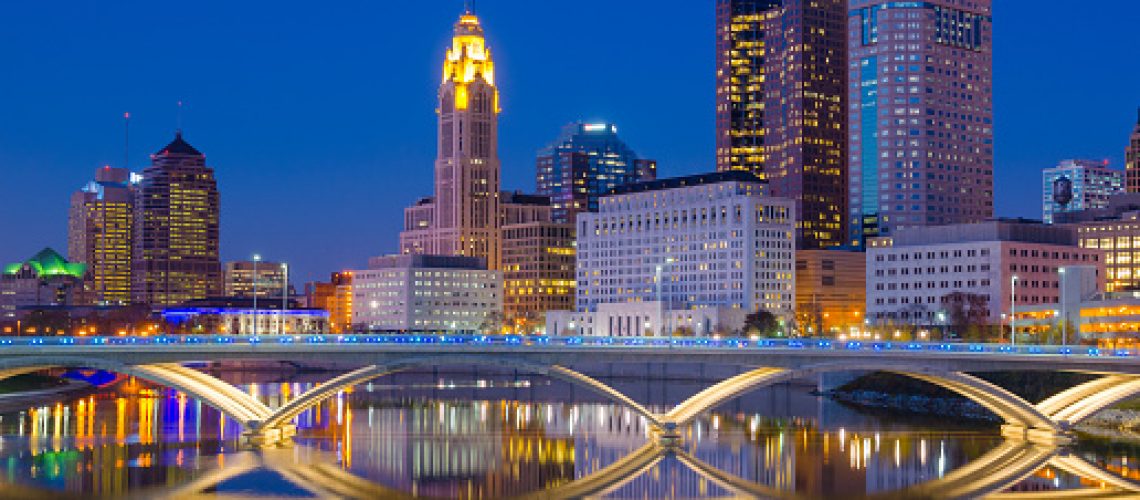 Columbus, Ohio downtown skyline at dusk