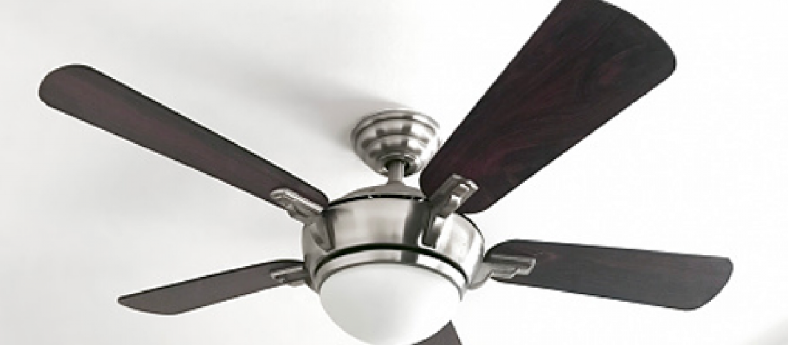 Brushed nickel ceiling fan with mahogany blades